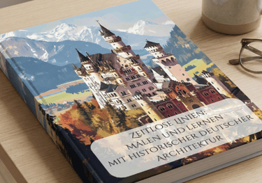 Malbuch mit historischer deutscher Architektur für Kinder und Erwachsene