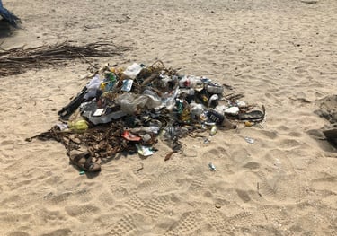 rubbish on the beach at Vijay beach, Alappuzha, Kerala, India