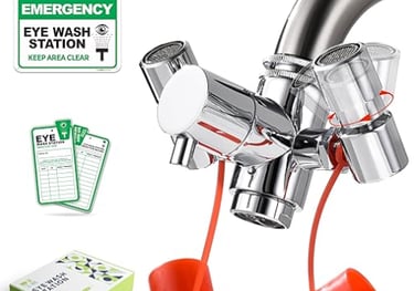 Eye Wash Station for Emergency Eye Wash - Faucet Mounted Eye Wash Station Attachment with Multi-Angl