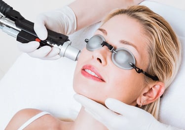 Full face laser hair removal session at TimelessGlow MedSpa