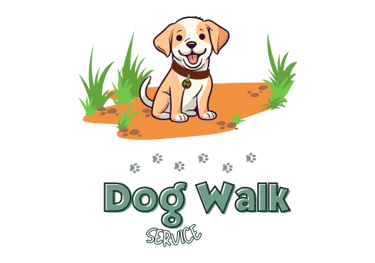 Julia's Pet Pals dog walking service in Boston, showing a dog happily walking with the text 'Dog Walking' on the image