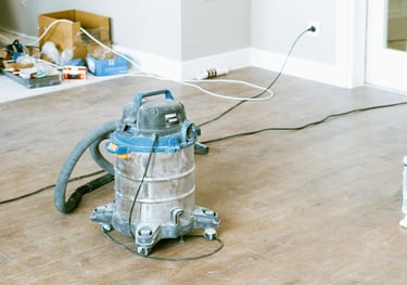 Professional vacuum and tools for post-construction cleaning