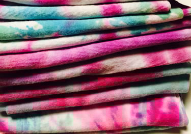 tie dyed cotton t-shirts turned into rags