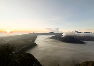 beautiful sunrise at bromo mountain