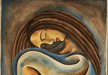Dreaming by A Kiss, Watercolour on paper, 35 x 50 cm.