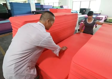 Quality inspection of yoga mats during manufacturing process