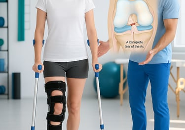 Physiotherapist providing ACL rehab exercise at home - Myo Physio