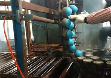 Fitness ball removed from mold after forming process