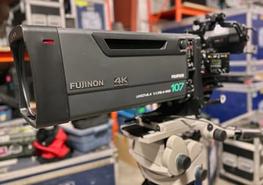 A large Fujinon 4K 107X Box Lens setup in London/Dorchester, Ontario Warehouse