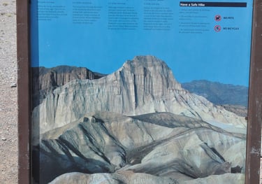 exploring the badlands sign, zabreski point, death valley