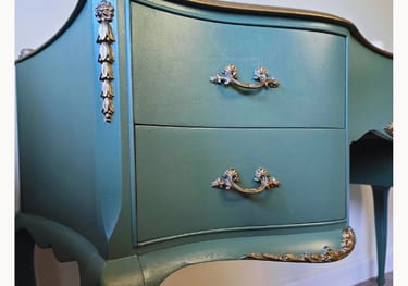 'Green Smoke'  dressing table -hand painted by Julia at Absolutely Mintage 