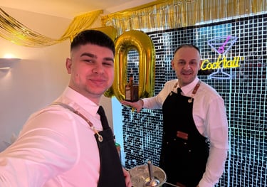 Aproned Mixologist; Nick and Tom; Rares Pasare; Mixologist team; Wedding bartenders; Corporate bar