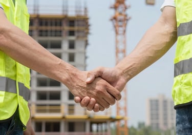 A curved facade covered in white latticework