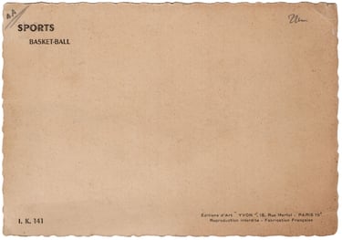 1940s Editions D'Art Yvon Sports Serie No. 141 Basket-Ball Card (France) BACK