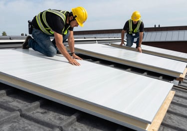A curved facade covered in white latticework