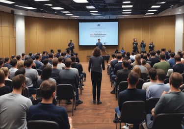 A group engaged in a lively community workshop, sharing ideas around a table.