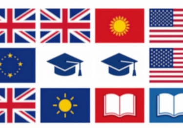 A collage showing the flags of the UK and US alongside educational icons like a graduation cap and a book, representing international distribution partnership.