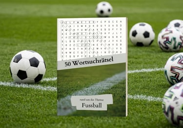 Lernbuch für Kinder mit Wortsuchrätseln zum Thema Fußball