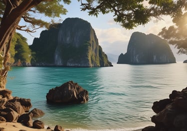 a man riding a skateboard down a street next to tall buildings