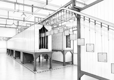 Línea de pintura electrostática en polvo para el acabado y protección anticorrosiva de gabinetes met
