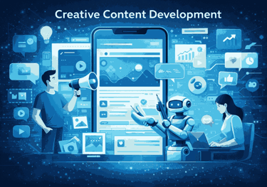 Creative content development for social media using AI-powered design and engagement--focused visual