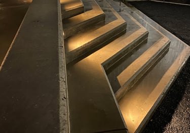 commercial step lights installed on concrete steps
