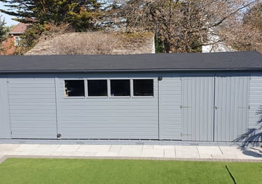 a shed with a new felt roof in Hamworthy