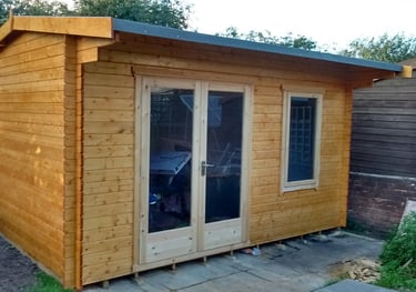 a log cabin installation in Poole