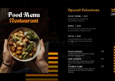 a menu card for a restaurant