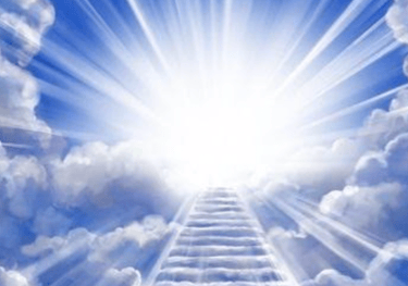 a stairway way to heaven with a ladder leading up to the top of a ladder