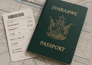 Illustration of Zimbabwean passport and other documents
