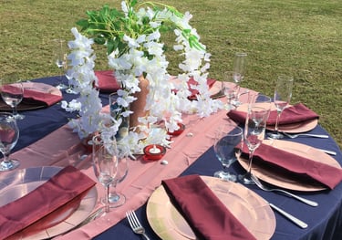 a table setting with a table setting for a wedding