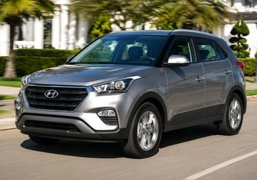 Hyundai Creta 2017 cinza em movimento por uma via urbana