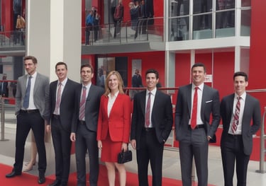 A group of people are gathered in a large hallway with a wooden ceiling. Some individuals are wearing yellow shirts labeled 'staff' and 'volunteer,' while others are dressed in casual clothing. Several are wearing face masks, suggesting a public setting. There are red ropes set up for line management and a digital check-in point at the entrance to a room. A large mural or poster can be seen in the background.
