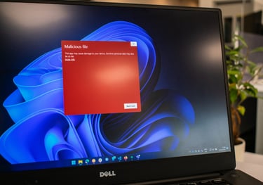 a laptop computer screen with a red screen