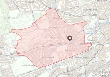 Map showing boundary of community council area