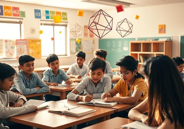 a group of children and adults sitting at desks in a classroom