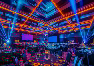 futuristic theme with advanced lighting in a great grand ballroom