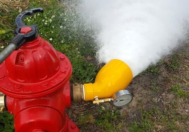 Fire hydrant flow testing where required to ensure proper water pressure 