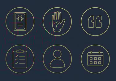 symbols of tarot, palmistry, people, dates