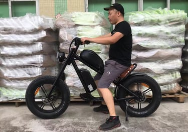 a man riding a motorcycle with a large amount of plastic bags