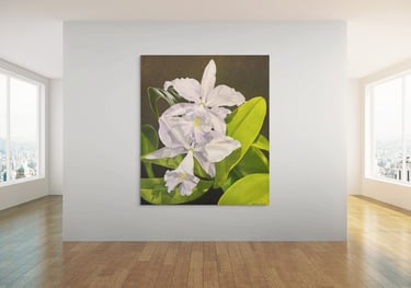 Palm Beach home with one of Christine Knize's monumental orchid paintings
