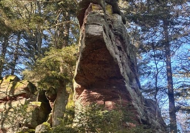 rochers particuliers massif du Taennchel la montagne des dieux energie tellurique legendes celtes mur paien