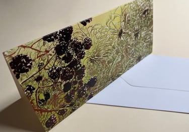 Backwards through a hedge greetings card