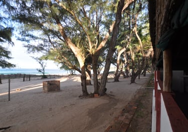 our accommodation right on the beach at Tofo beach, Praia Do Tofo, Mozambique