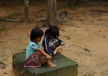 children at the Temples of Angkor, Siem Reap, Cambodia