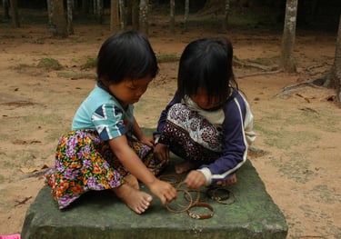 children at the Temples of Angkor, Siem Reap, Cambodia