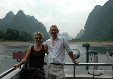 Tracey Billington on the river Li cruise, Guilin, China