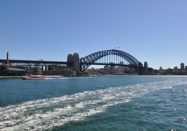 Sydney Harbour Bridge from the Manly ferry, Sydney, australia