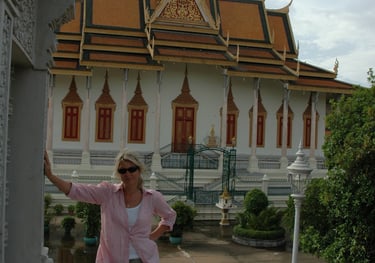 Tracey Billington at the Royal Palace of Cambodia, Phnom Penh, Cambodia